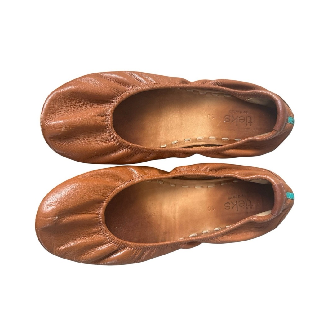 Tieks by Gavrieli Womens 10 Cognac Dark Tan Leather Flats Ballet Flats Round Toe